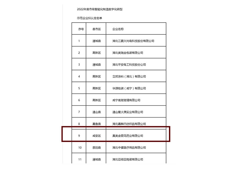 2022年度市級智能化制造數字化轉型 示范企業擬認定名單